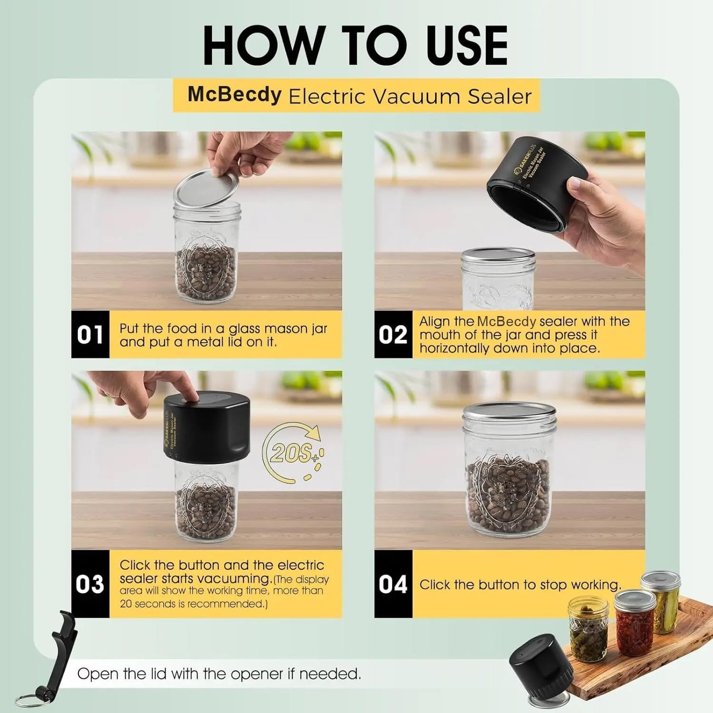 Electric Vacuum Sealer for Mason Jar